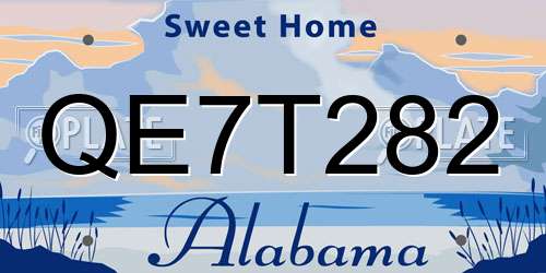 QE7T282 Alabama License Plate