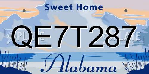 QE7T287 Alabama License Plate