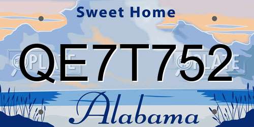 QE7T752 Alabama License Plate