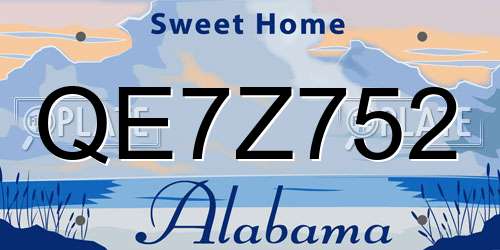QE7Z752 Alabama License Plate