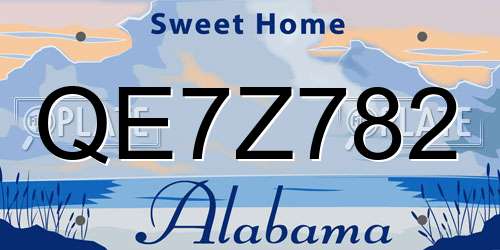 QE7Z782 Alabama License Plate