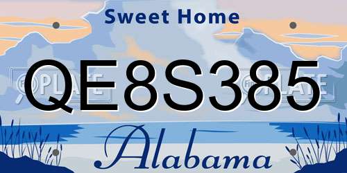 QE8S385 Alabama License Plate