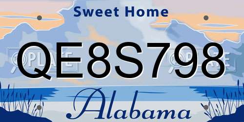 QE8S798 Alabama License Plate