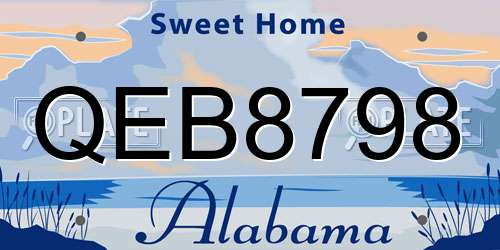 QEB8798 Alabama License Plate