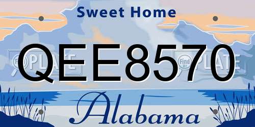 QEE8570 Alabama License Plate