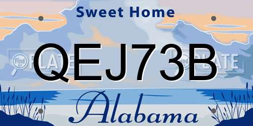 QEJ73B Alabama License Plate
