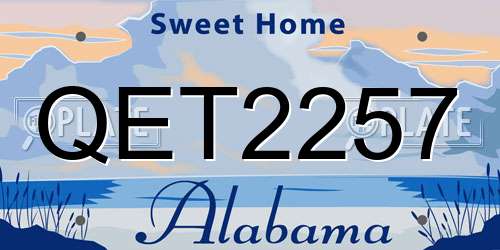 QET2257 Alabama License Plate