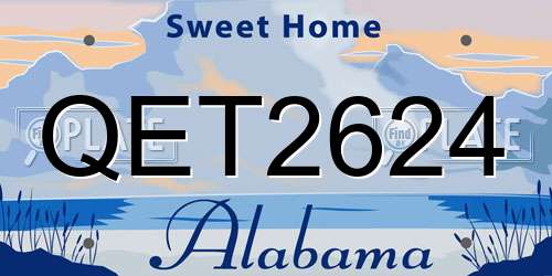 QET2624 Alabama License Plate