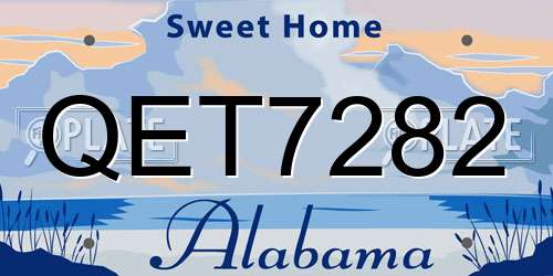 QET7282 Alabama License Plate