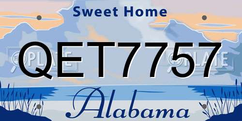 QET7757 Alabama License Plate