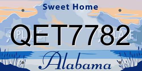 QET7782 Alabama License Plate