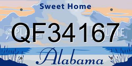 QF34167 Alabama License Plate