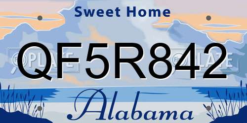 QF5R842 Alabama License Plate