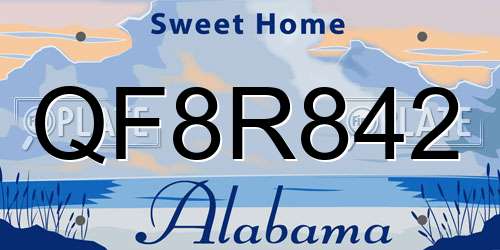 QF8R842 Alabama License Plate