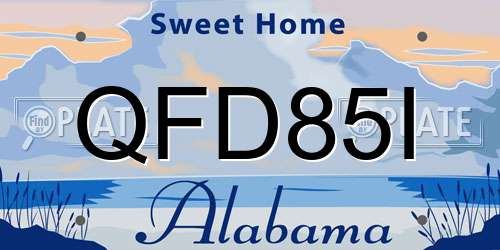 QFD85I Alabama License Plate
