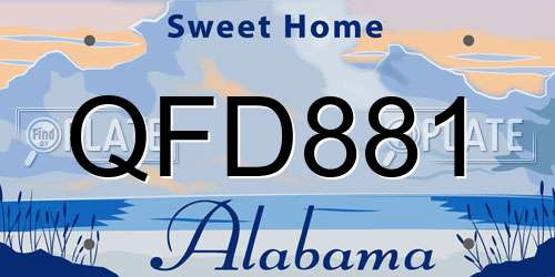 QFD881 Alabama License Plate