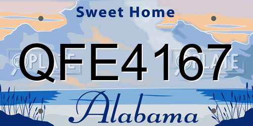 QFE4167 Alabama License Plate