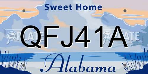 QFJ41A Alabama License Plate