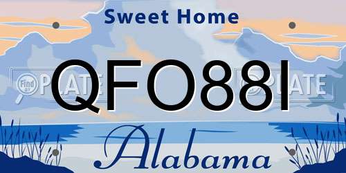 QFO88I Alabama License Plate