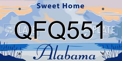 QFQ551 Alabama License Plate