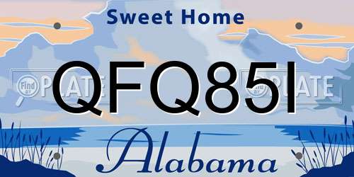 QFQ85I Alabama License Plate