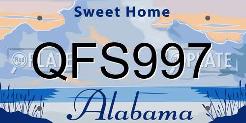 QFS997 Alabama License Plate