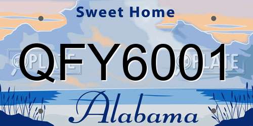 QFY6001 Alabama License Plate