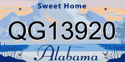 QG13920 Alabama License Plate