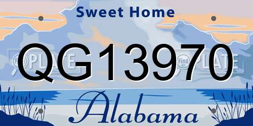 QG13970 Alabama License Plate