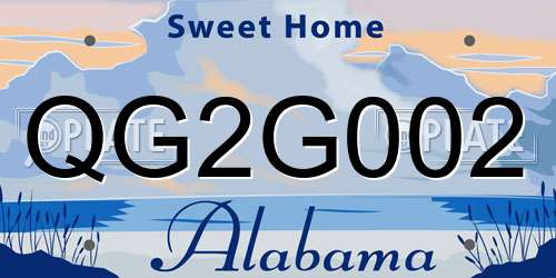 QG2G002 Alabama License Plate