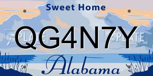 QG4N7Y Alabama License Plate
