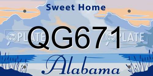 QG671 Alabama License Plate