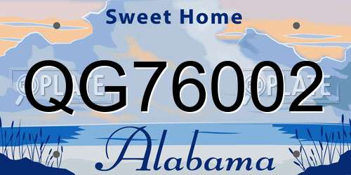 QG76002 Alabama License Plate