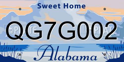 QG7G002 Alabama License Plate
