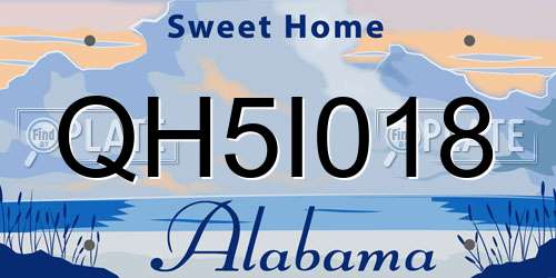 QH5I018 Alabama License Plate