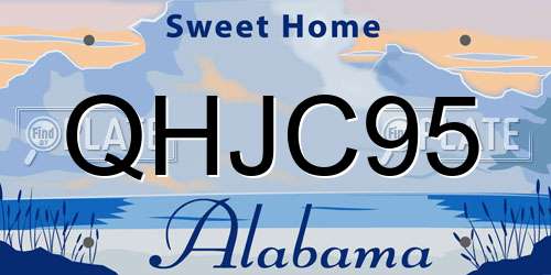 QHJC95 Alabama License Plate