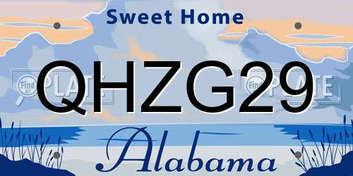 QHZG29 Alabama License Plate
