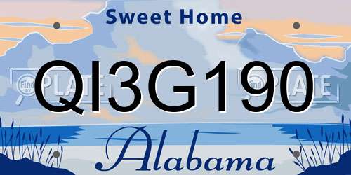 QI3G190 Alabama License Plate
