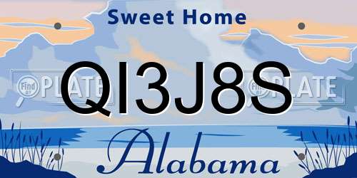 QI3J8S Alabama License Plate