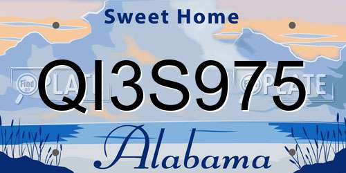 QI3S975 Alabama License Plate