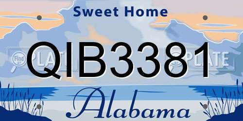QIB3381 Alabama License Plate