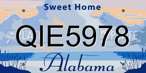 QIE5978 Alabama License Plate