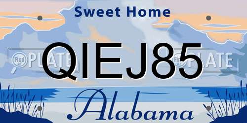 QIEJ85 Alabama License Plate