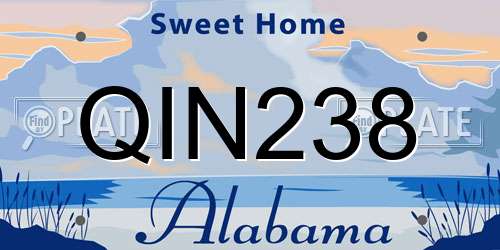 QIN238 Alabama License Plate