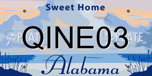 QINE03 Alabama License Plate