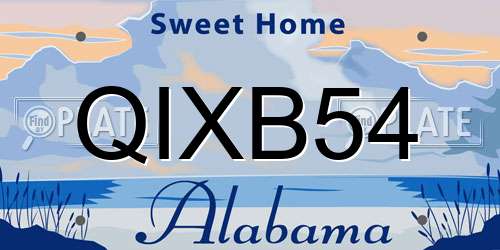 QIXB54 Alabama License Plate