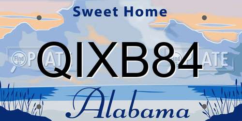 QIXB84 Alabama License Plate