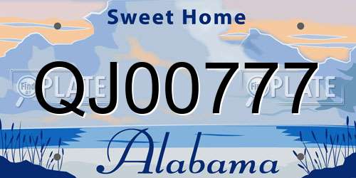 QJ00777 Alabama License Plate