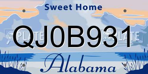 QJ0B931 Alabama License Plate