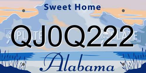 QJ0Q222 Alabama License Plate